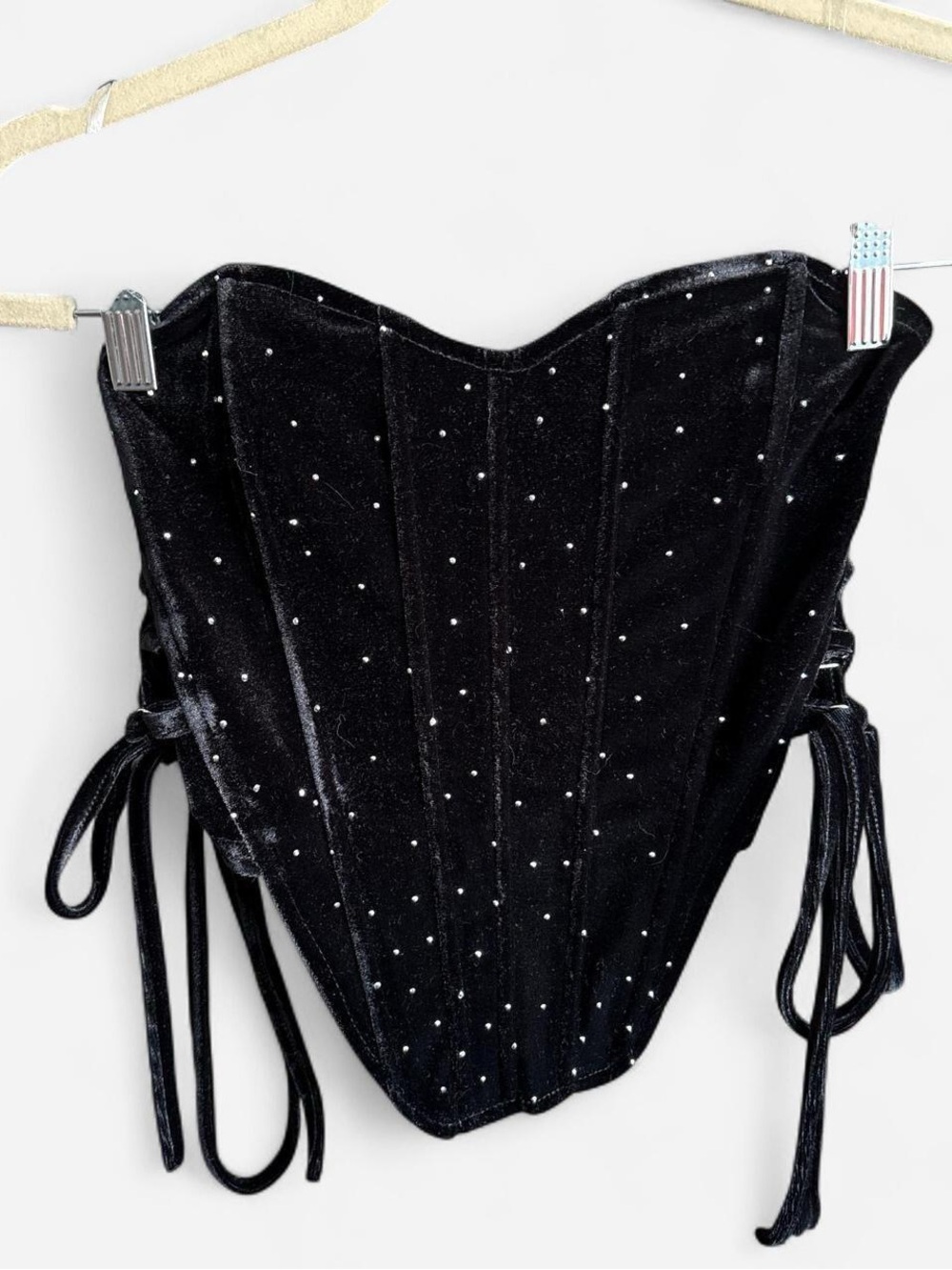 Uptown Black Velvet Corset with Rhinestones